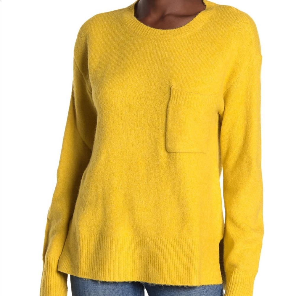 NWOT Sanctuary Fuzzy Knit Pocket Sweater in Yellow